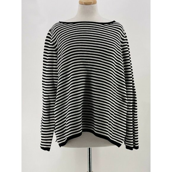 Eileen Fisher Black and White Striped Sweater - Picture 1 of 8